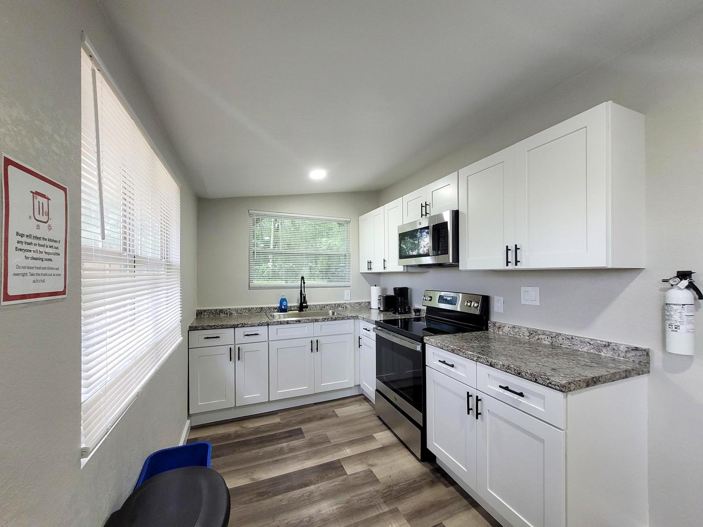 Common spaces including the kitchen