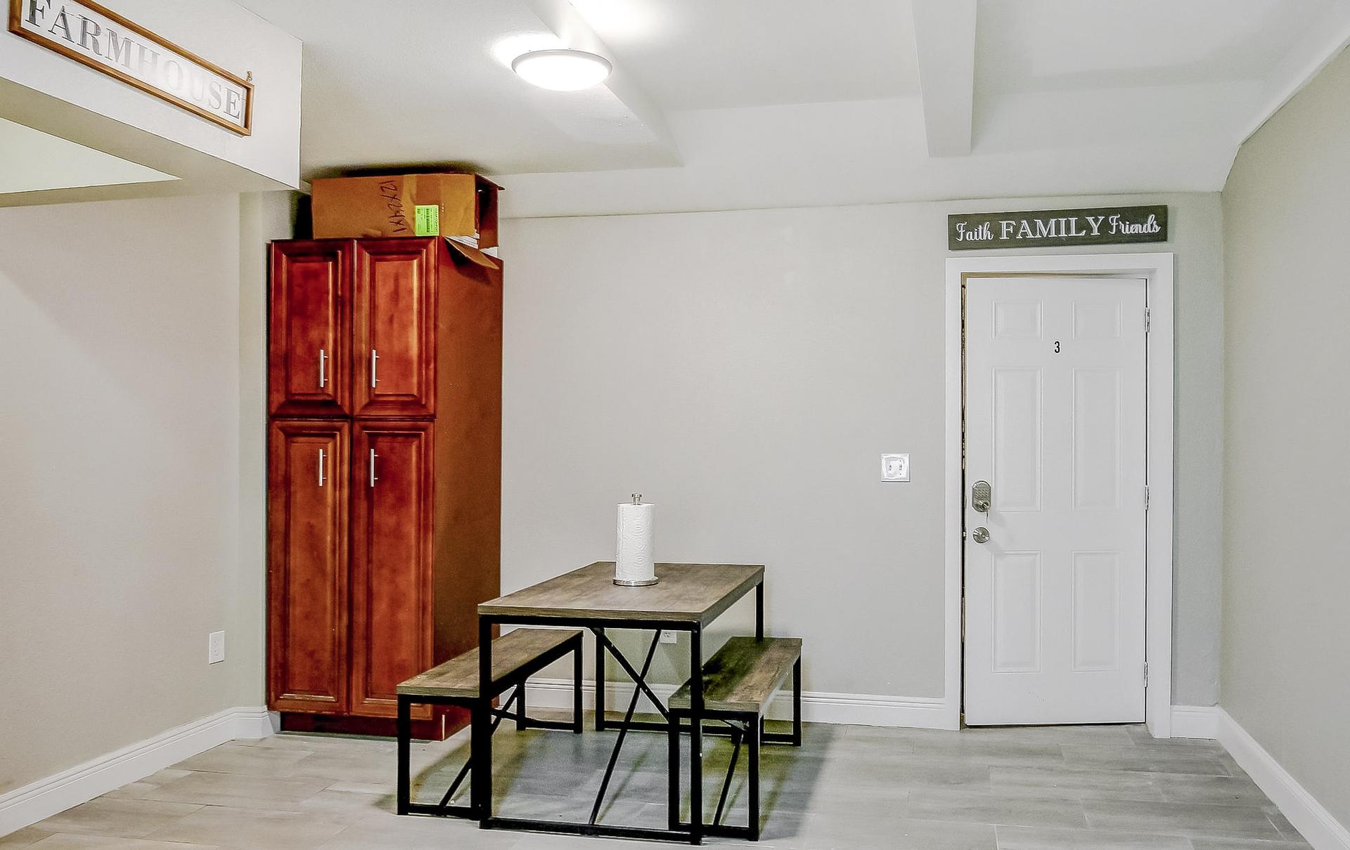 Common spaces including the kitchen