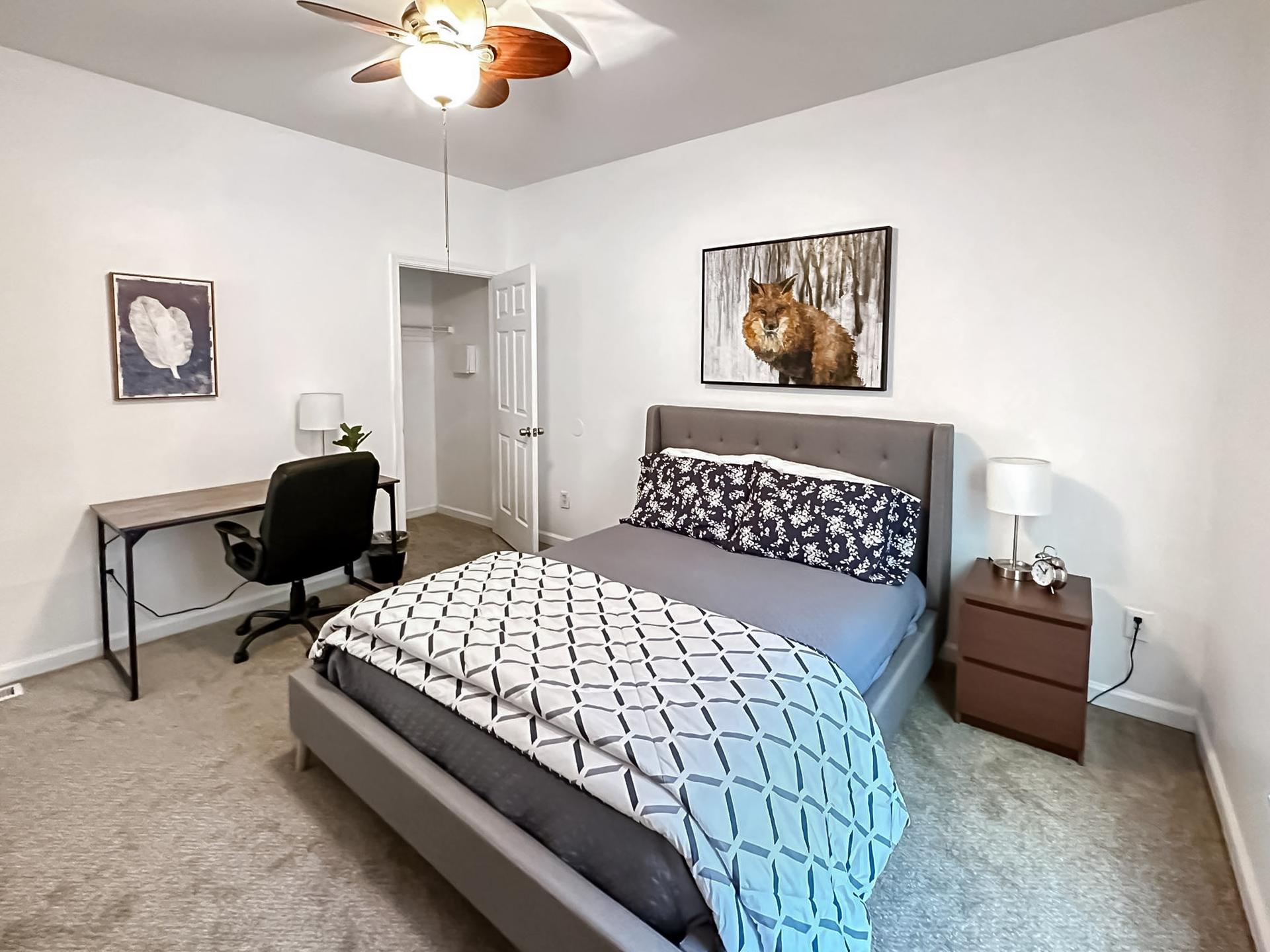 bedroom, detected:bed, ceiling fan