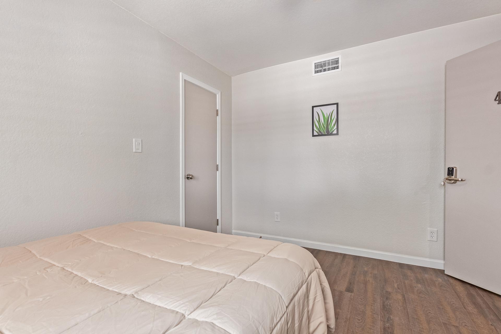 With desk and closet.