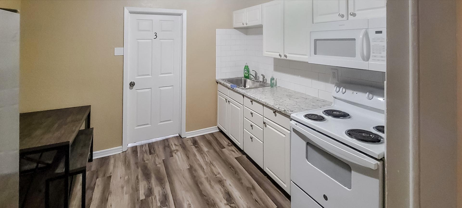Common spaces including the kitchen