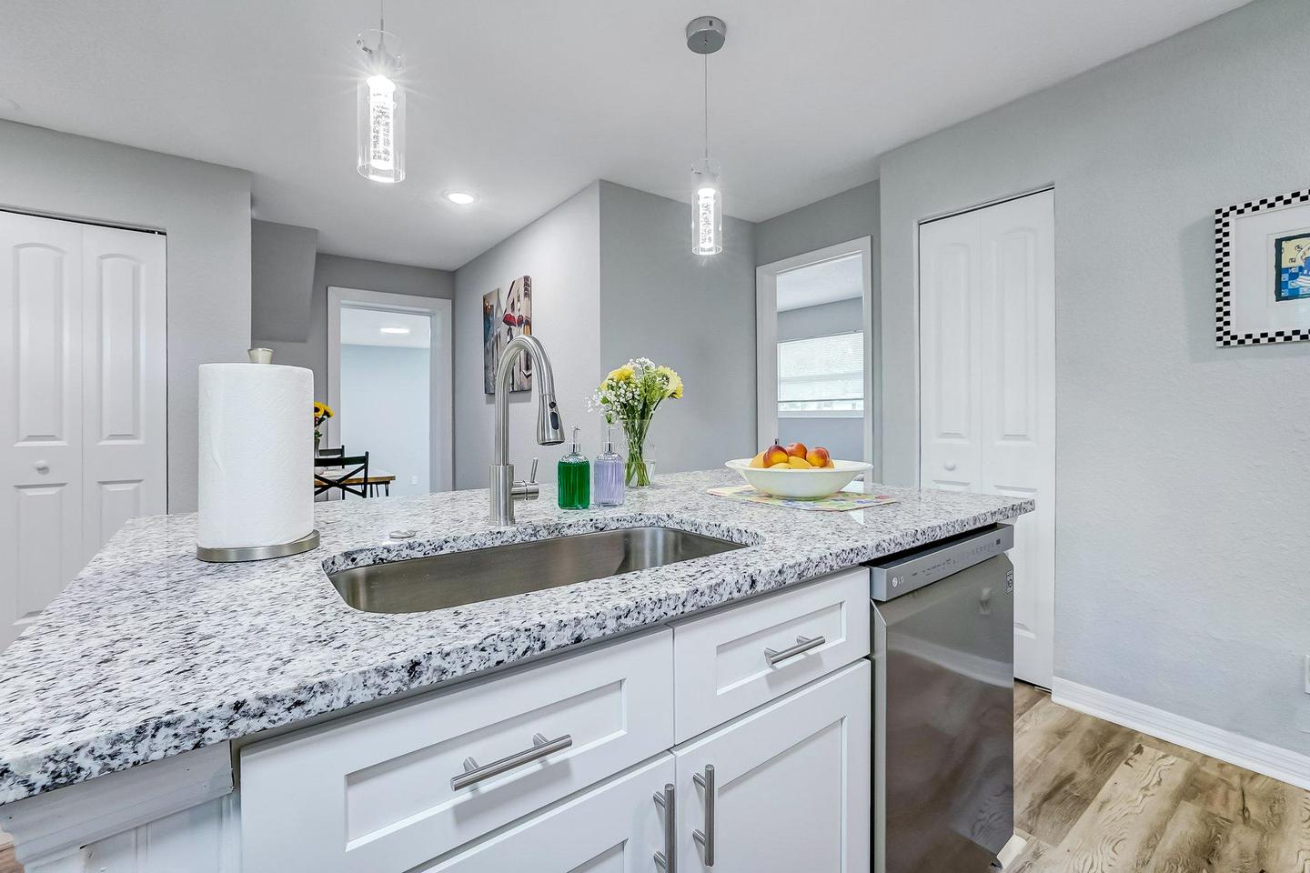 Common spaces including the kitchen