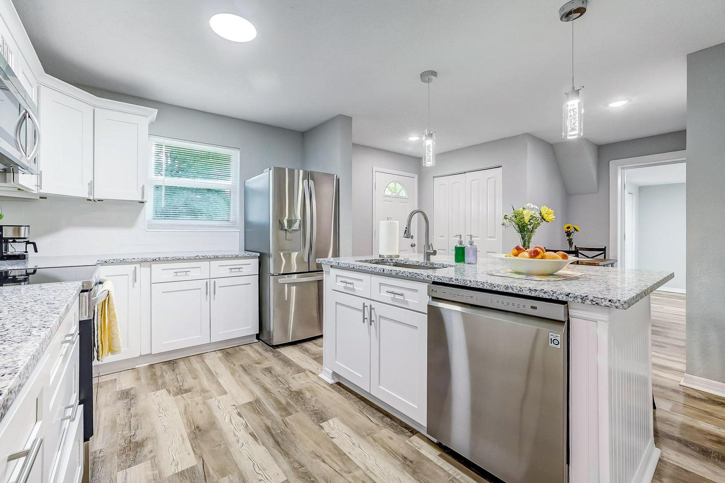 Common spaces including the kitchen