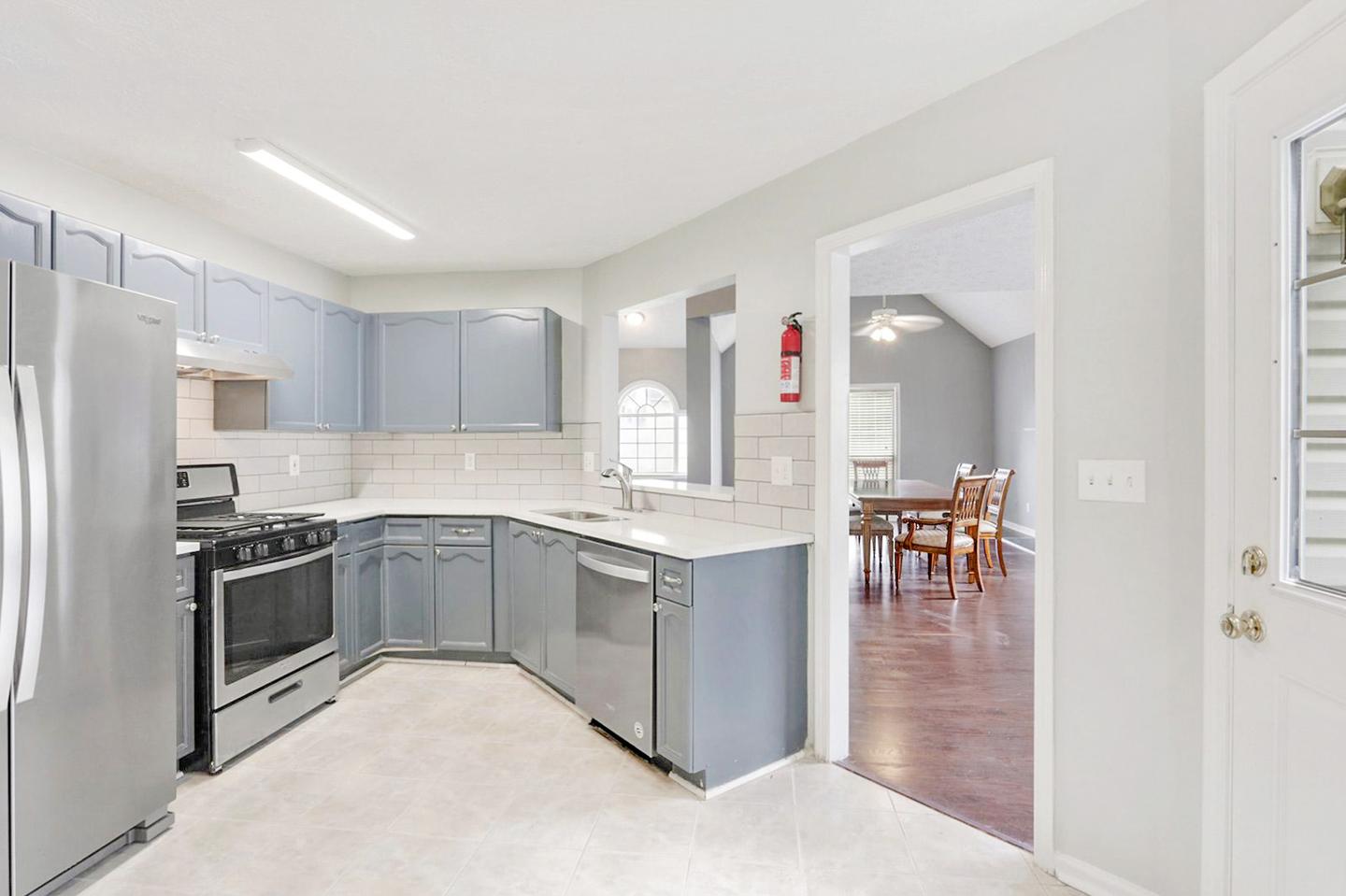 Common spaces including the kitchen