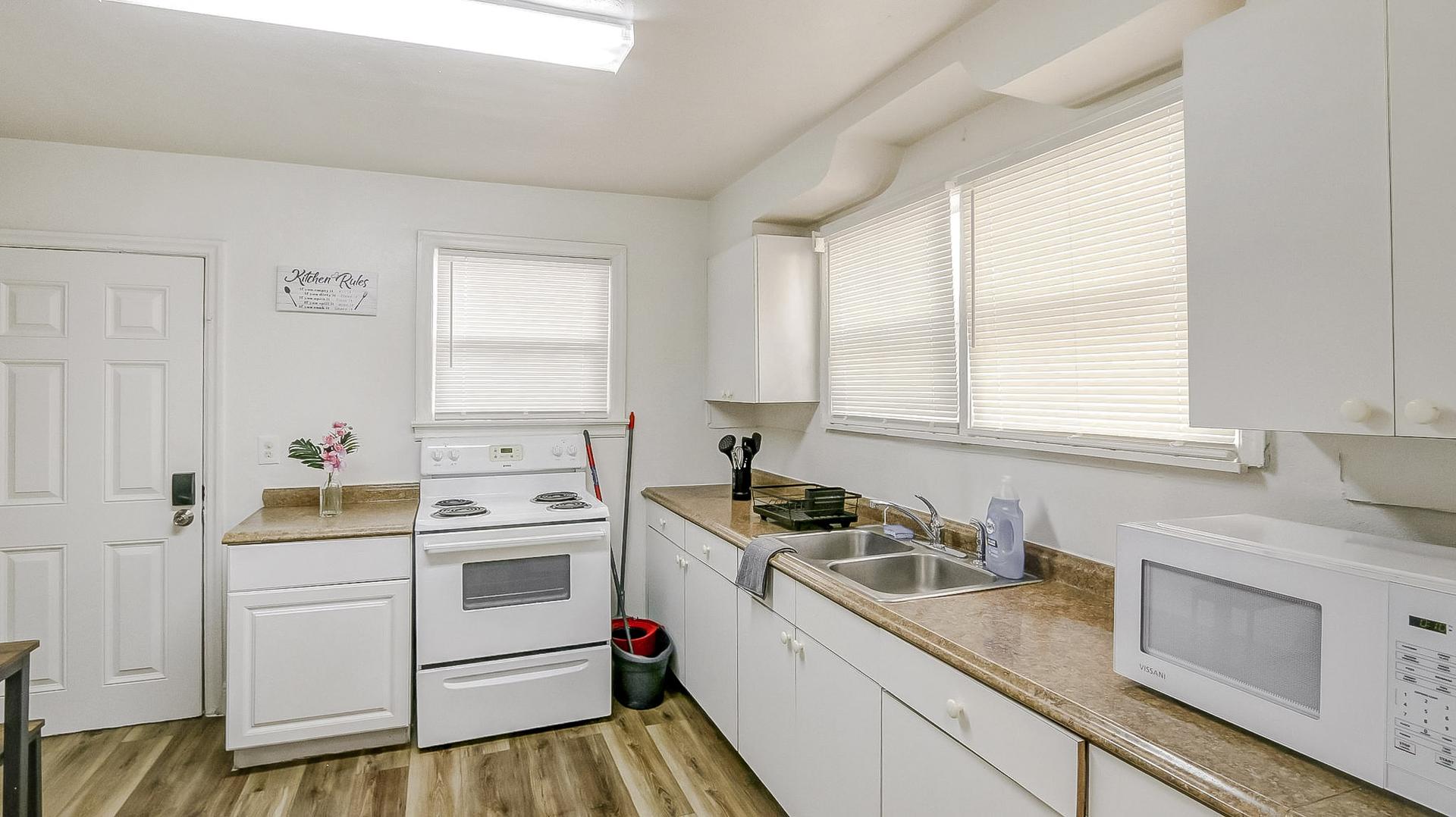 Common spaces including the kitchen