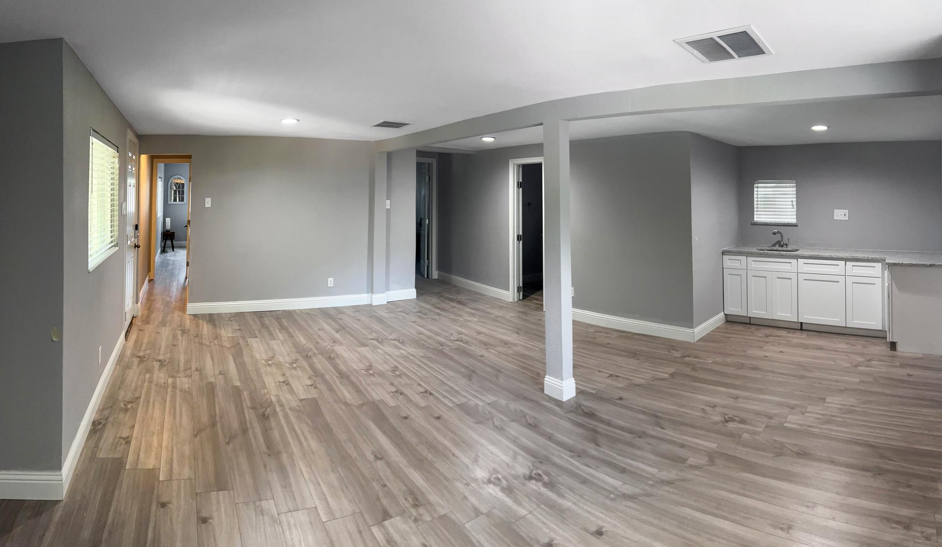 Common spaces including the kitchen