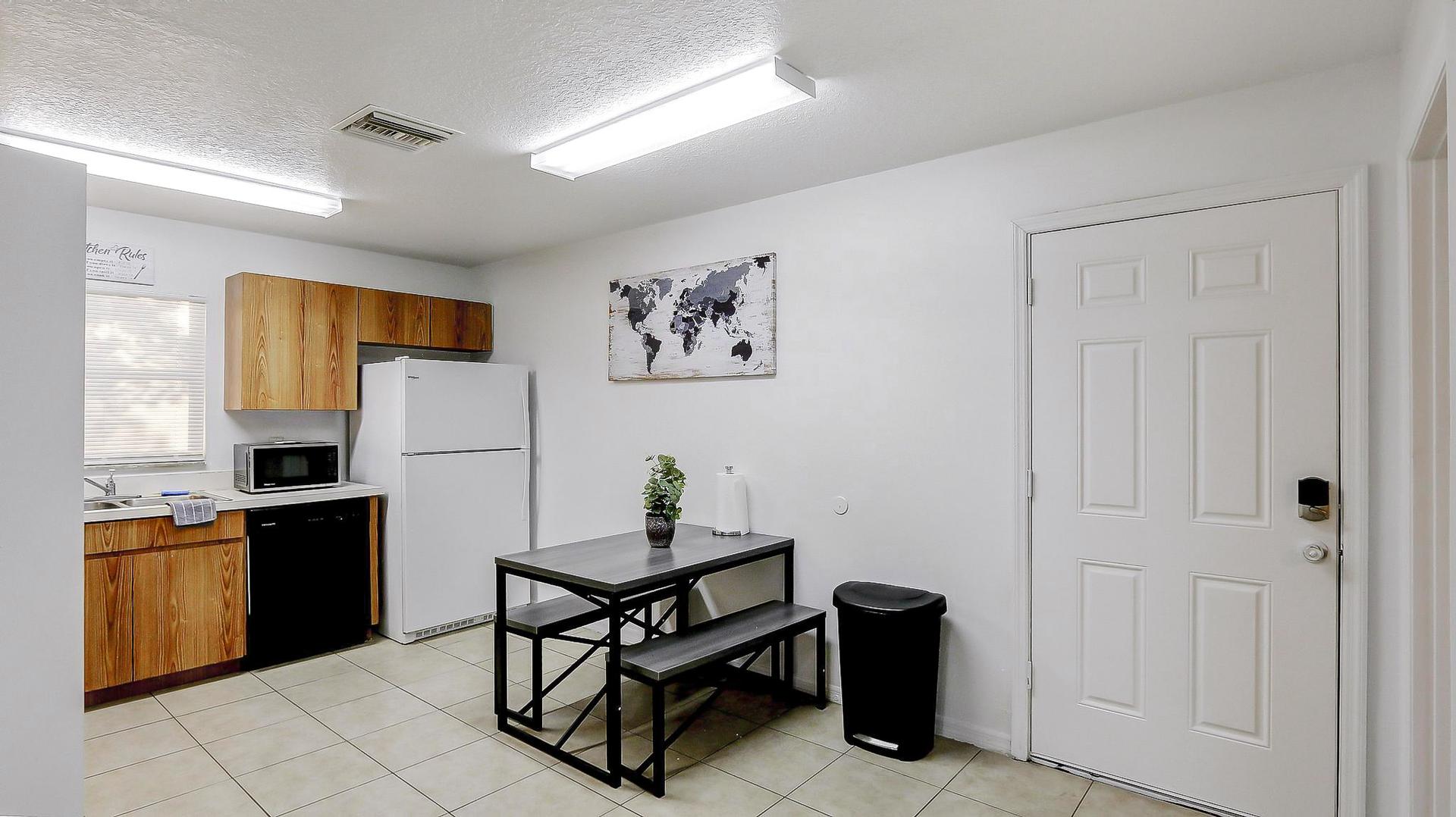 Common spaces including the kitchen