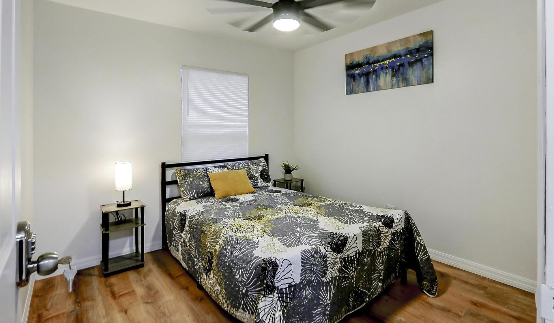 bedroom, detected:bed, ceiling fan