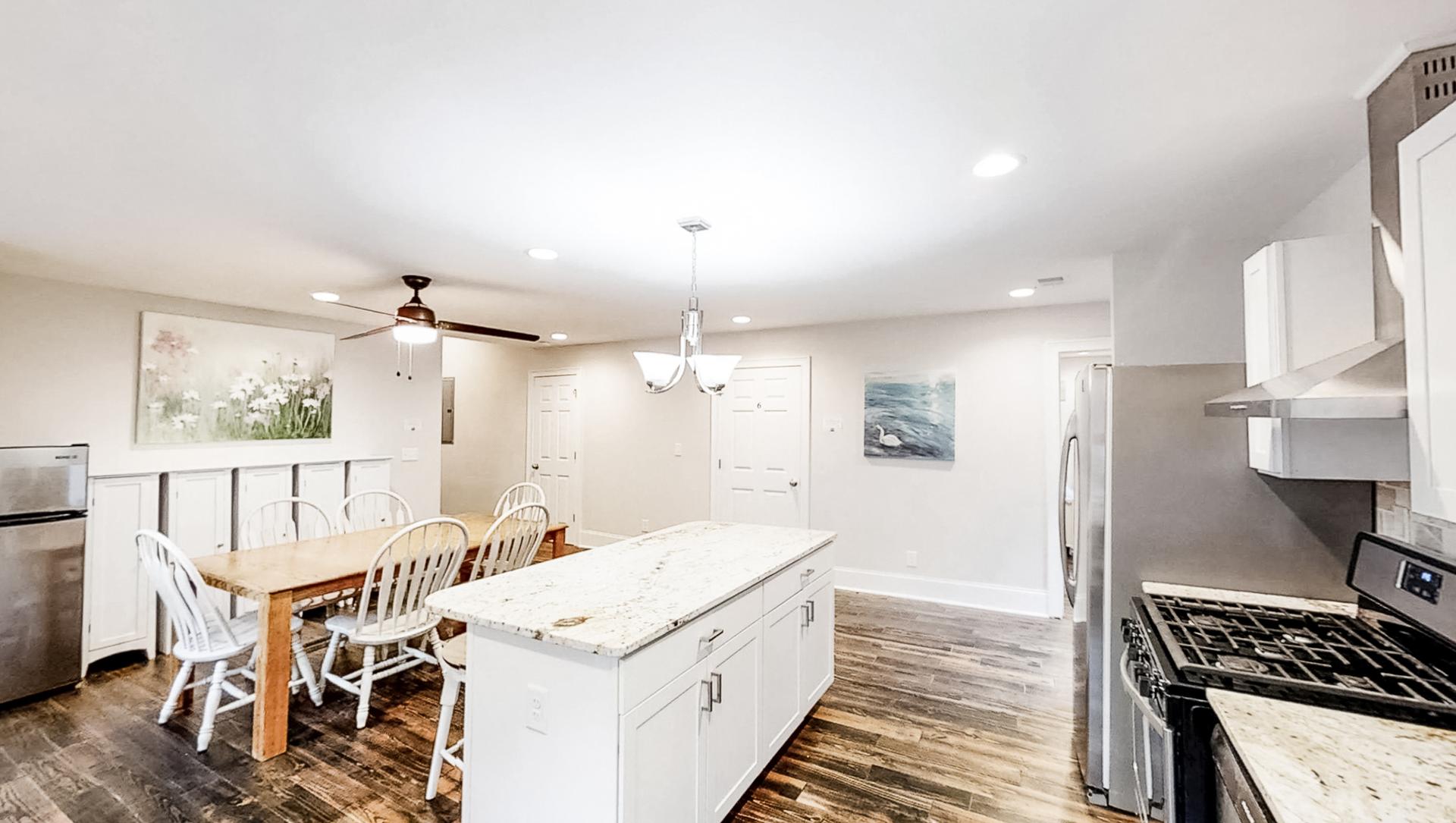 Common spaces including the kitchen