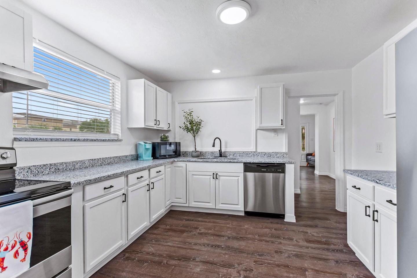 Common spaces including the kitchen