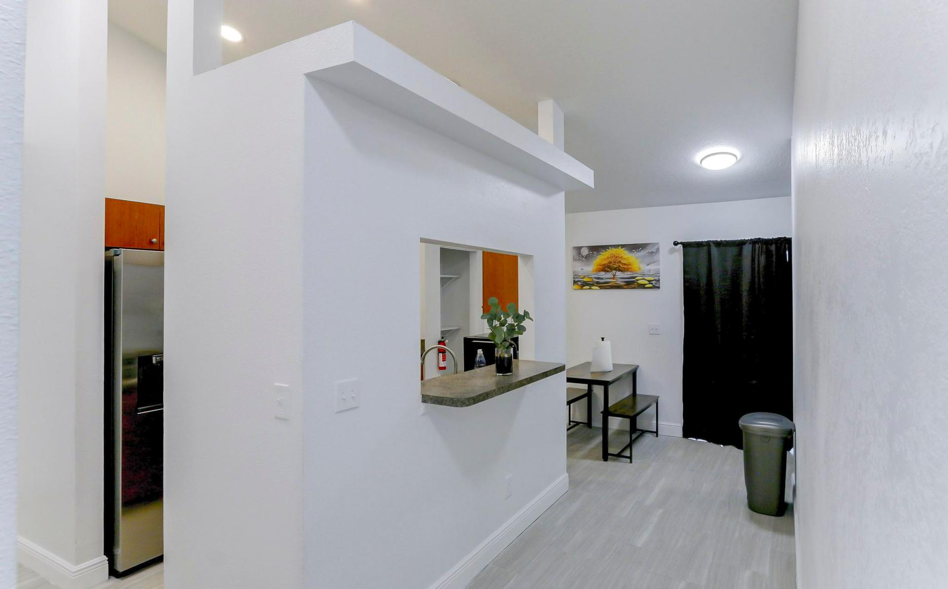 Common spaces including the kitchen