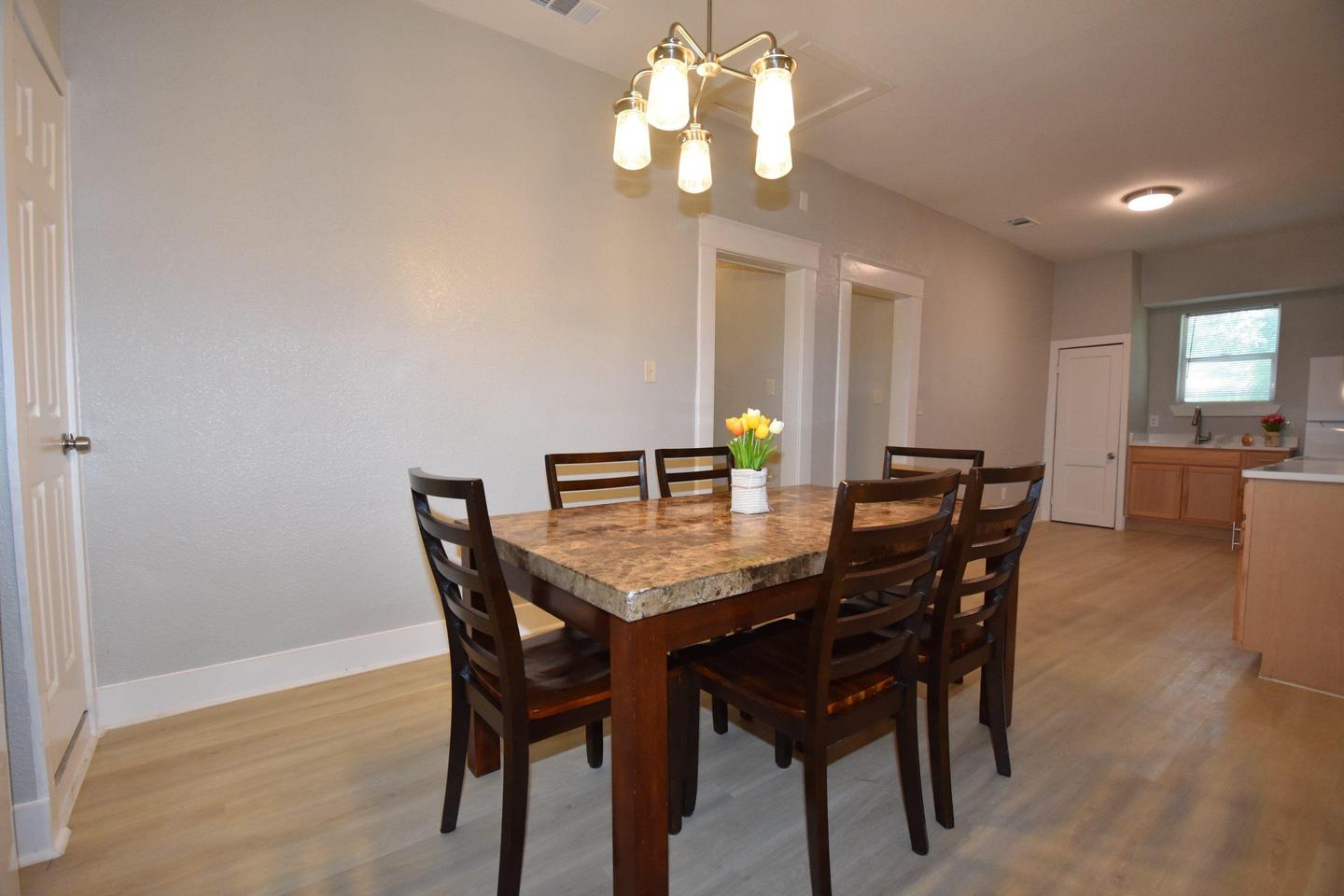 Common spaces including the kitchen