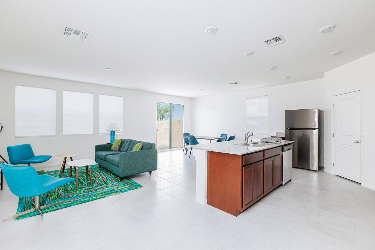 Common spaces including the kitchen