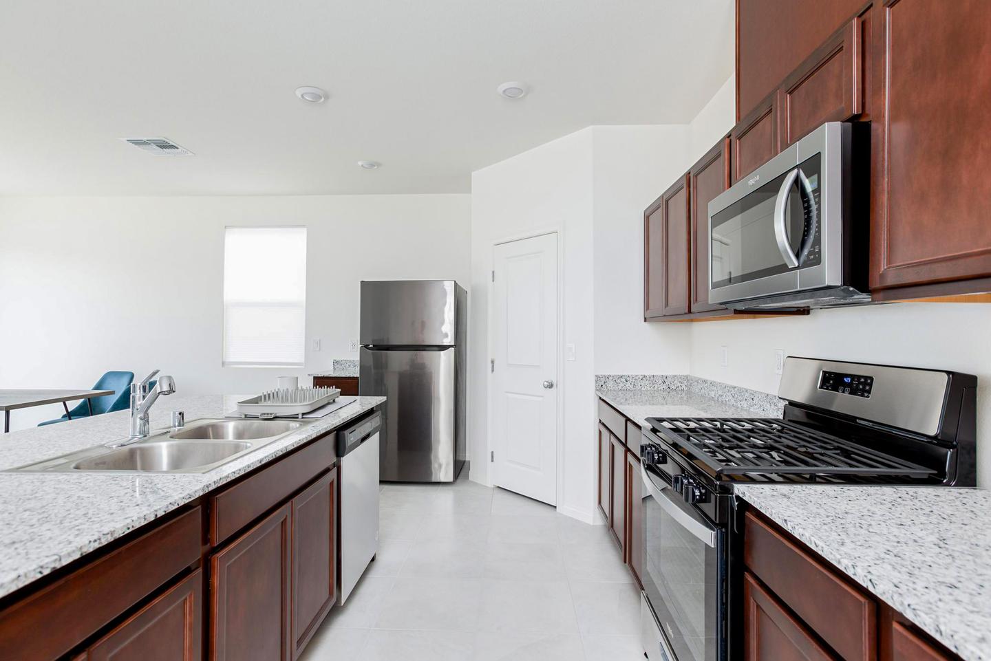 Common spaces including the kitchen