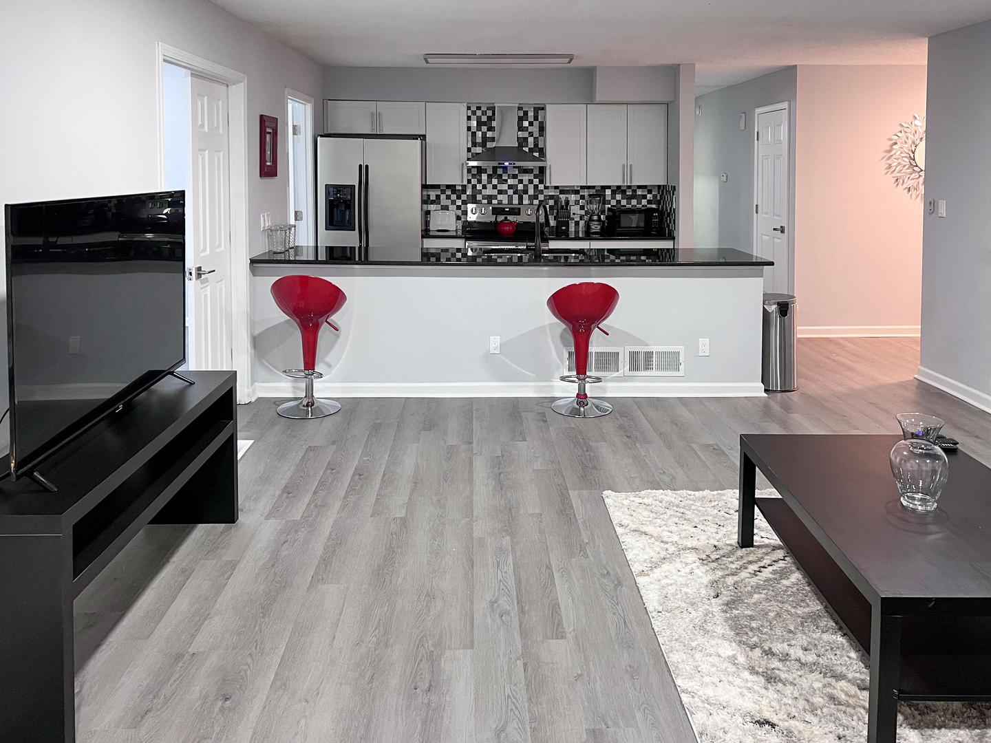 Common spaces including the kitchen