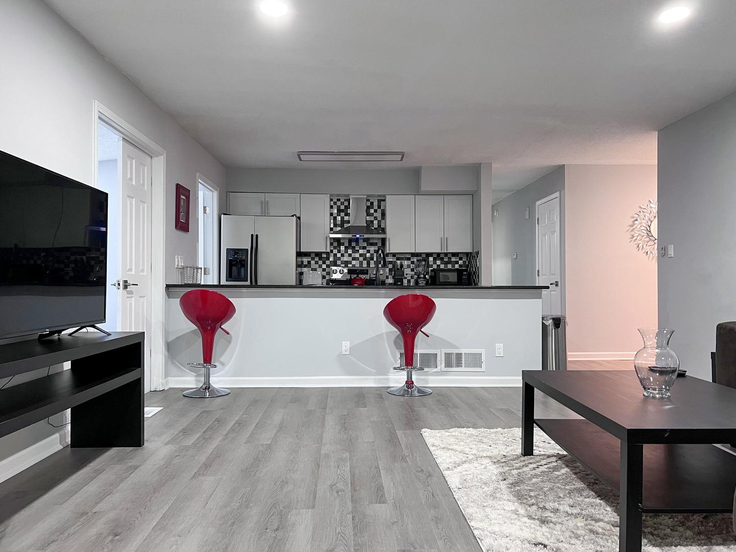 Common spaces including the kitchen
