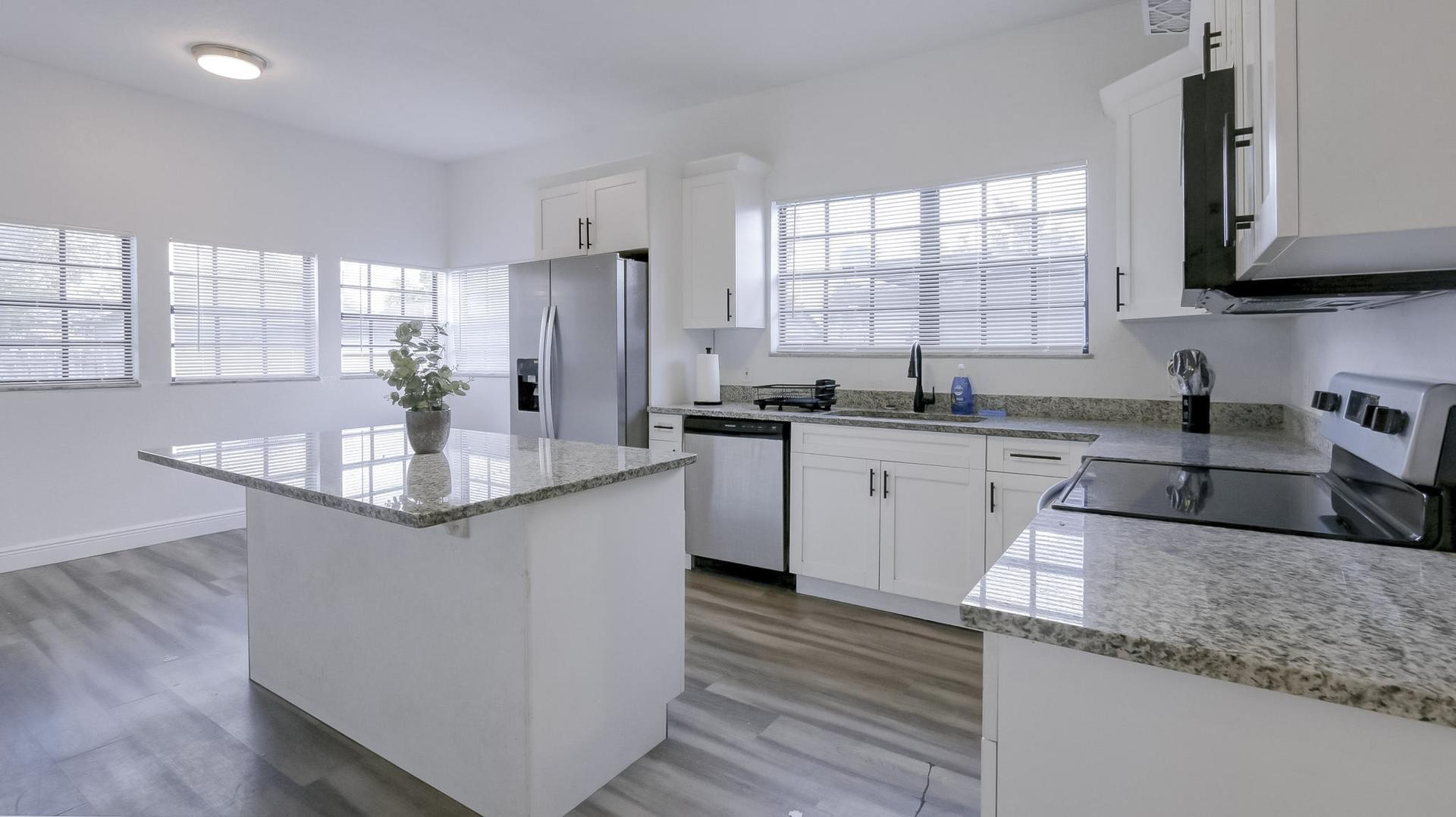 Common spaces including the kitchen