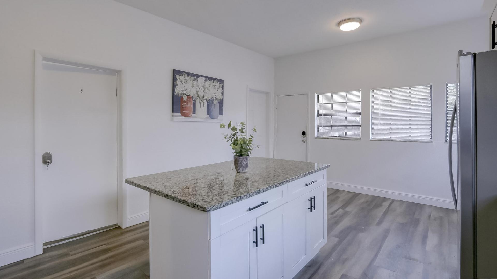 Common spaces including the kitchen