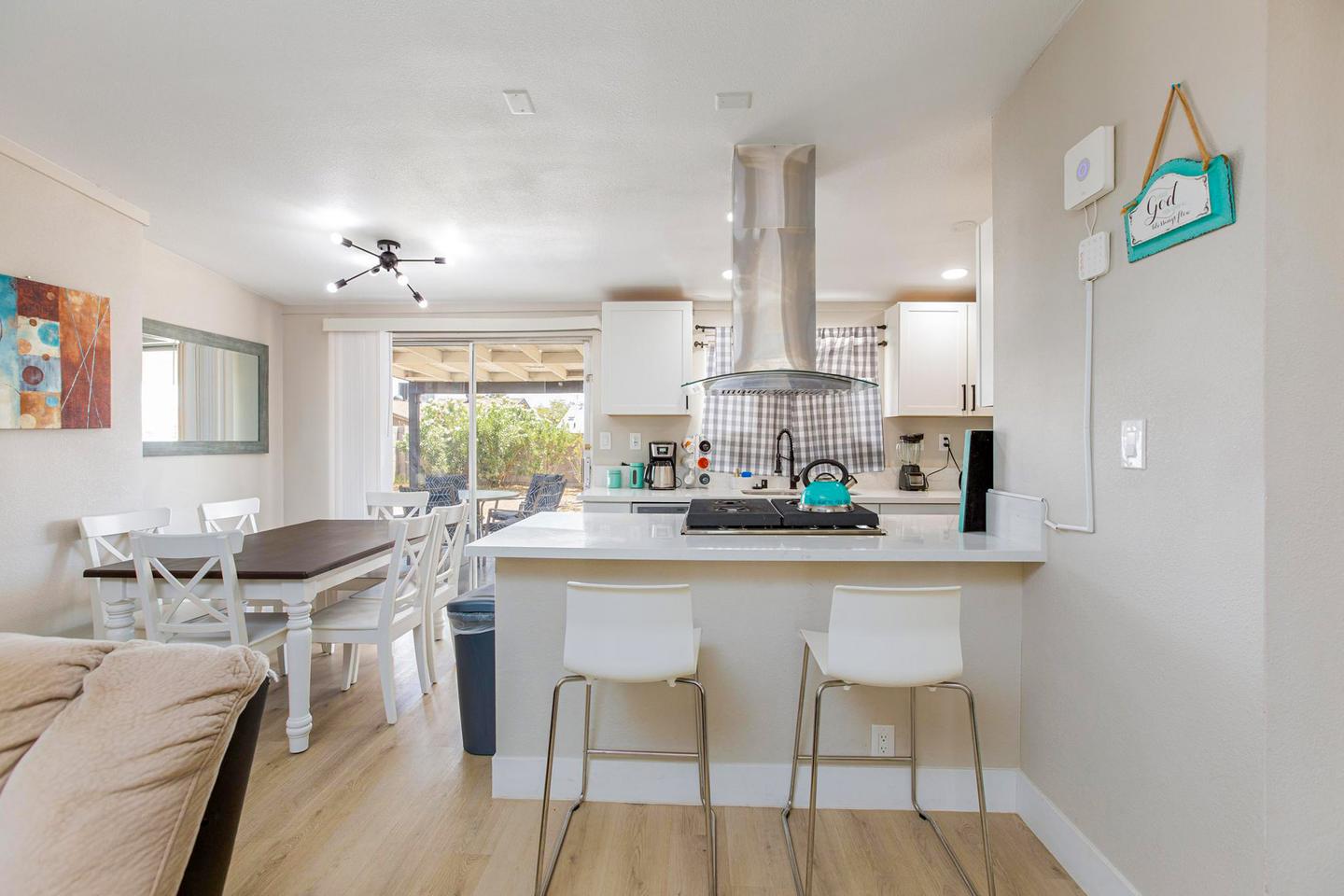 Common spaces including the kitchen