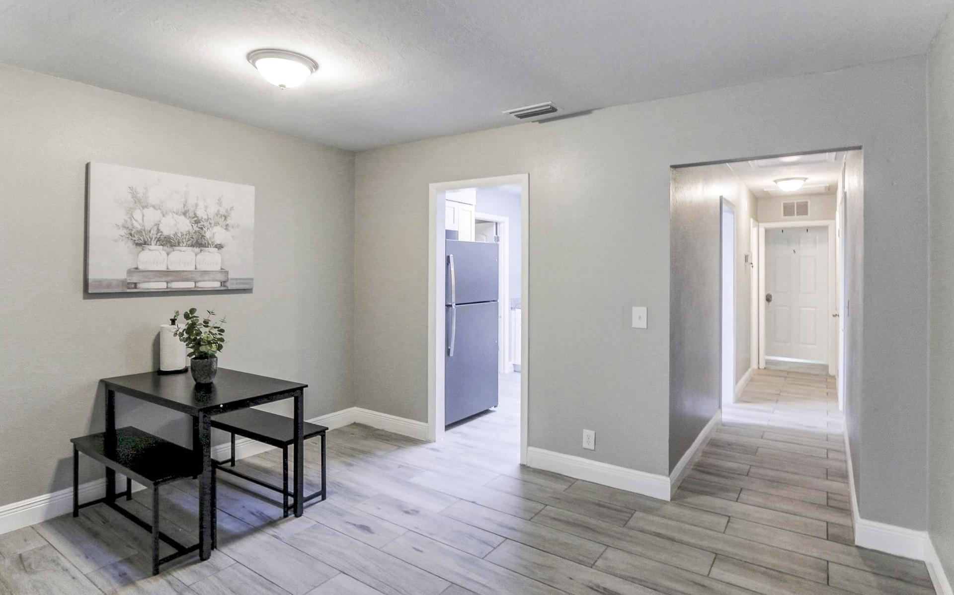 Common spaces including the kitchen