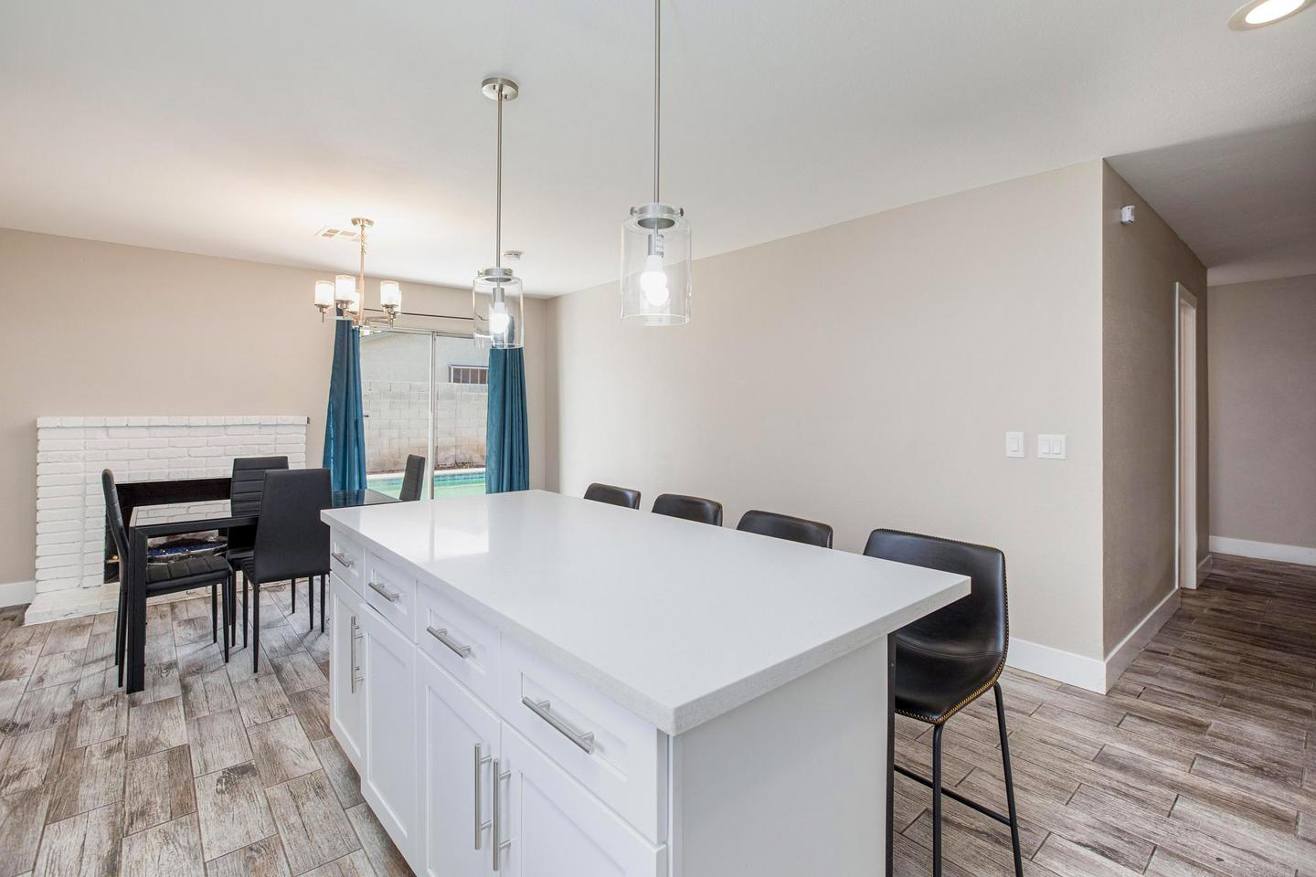 Common spaces including the kitchen