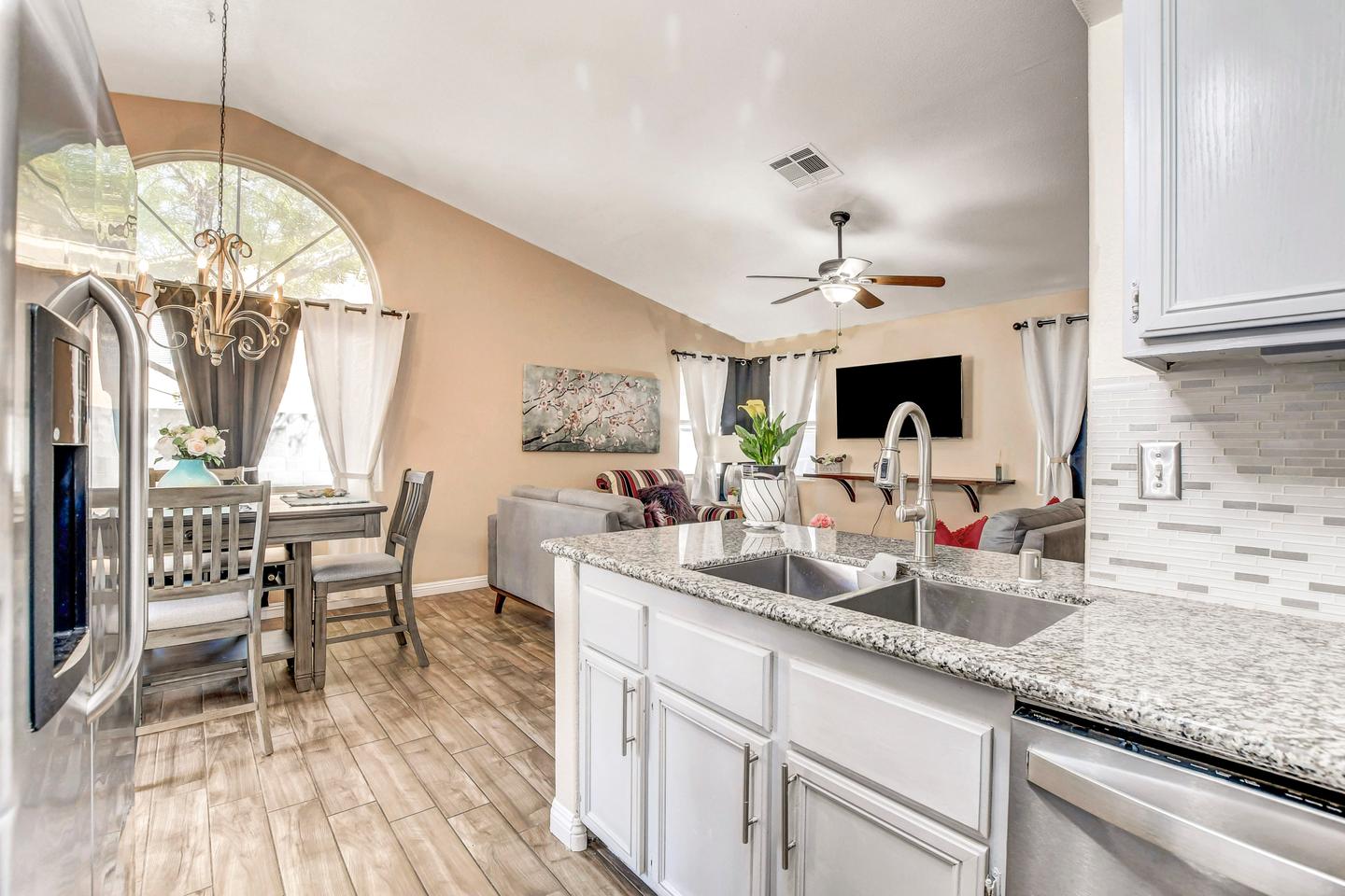 Common spaces including the kitchen