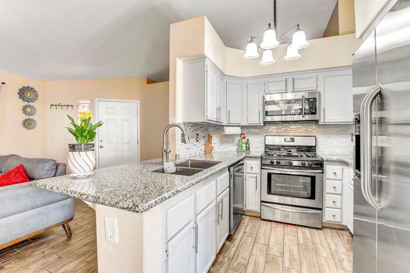 Common spaces including the kitchen