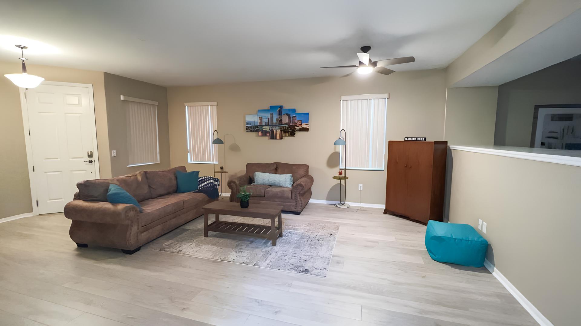 Common spaces including the kitchen