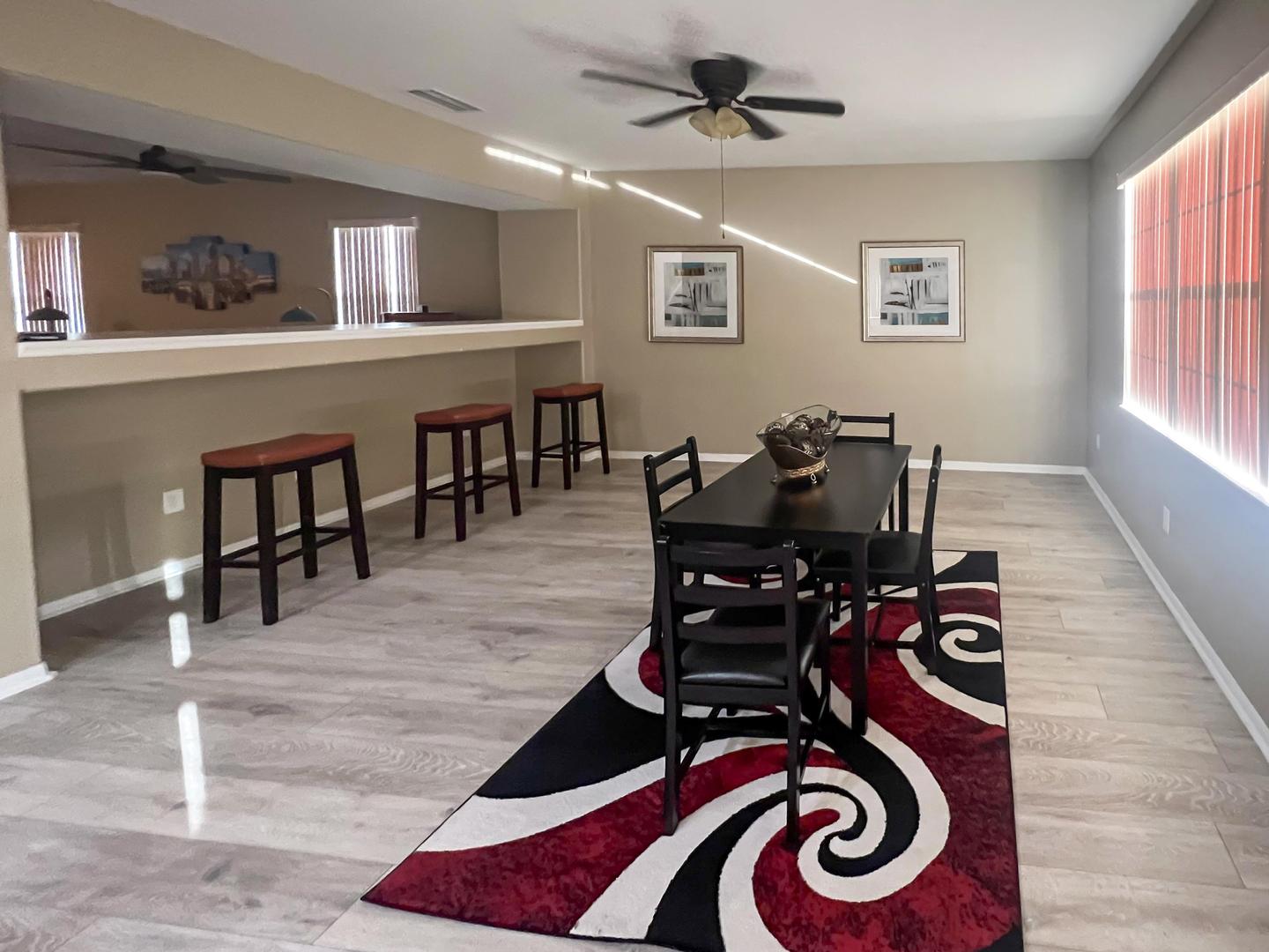 Common spaces including the kitchen
