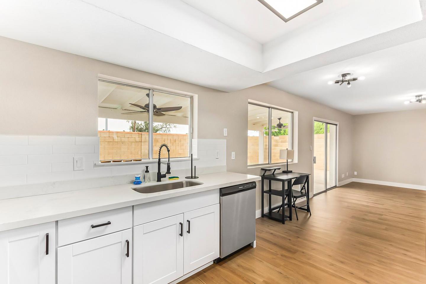 Common spaces including the kitchen
