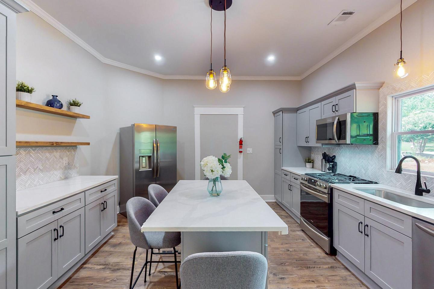 Common spaces including the kitchen