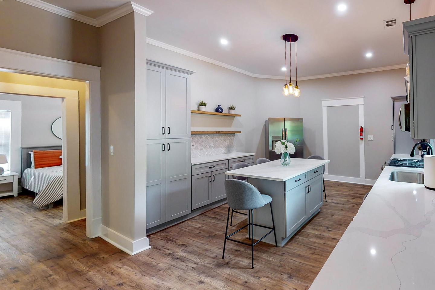 Common spaces including the kitchen