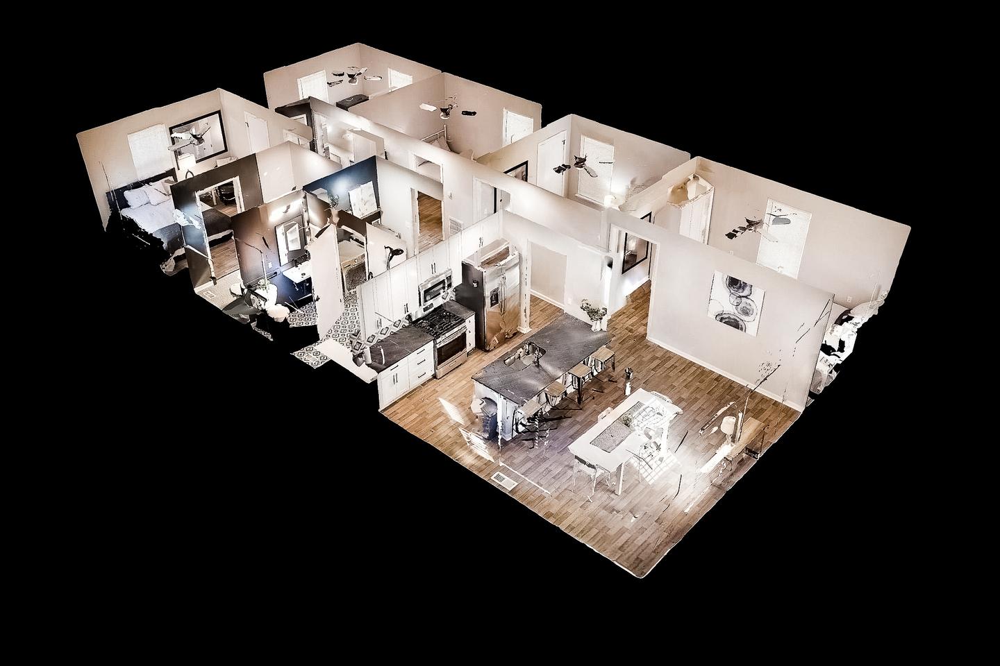 Common spaces including the kitchen