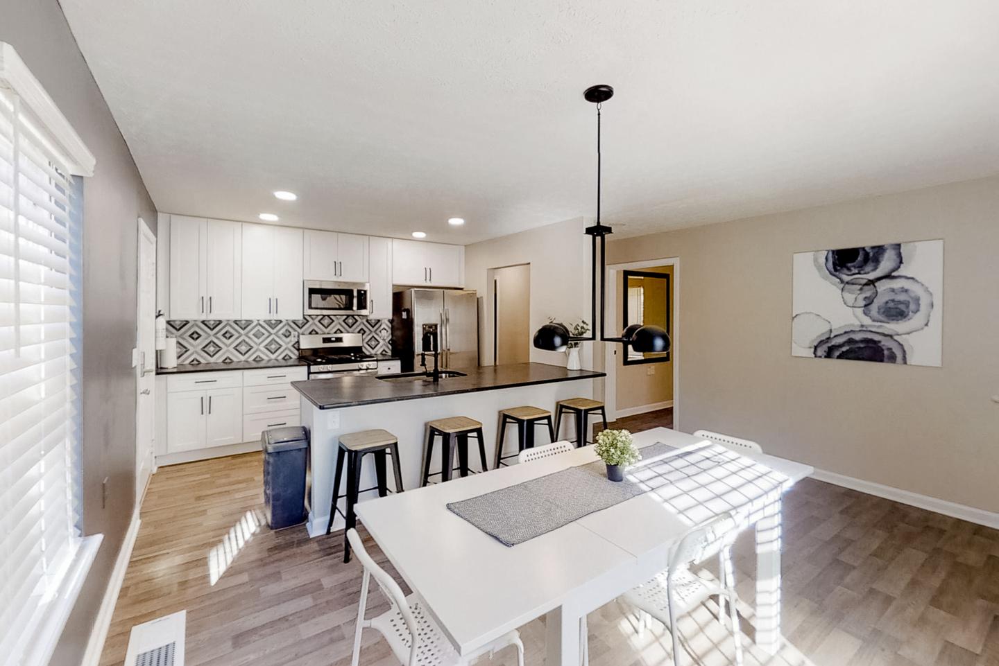 Common spaces including the kitchen