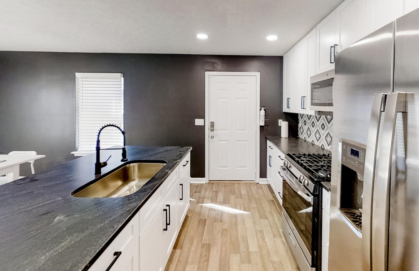 Common spaces including the kitchen