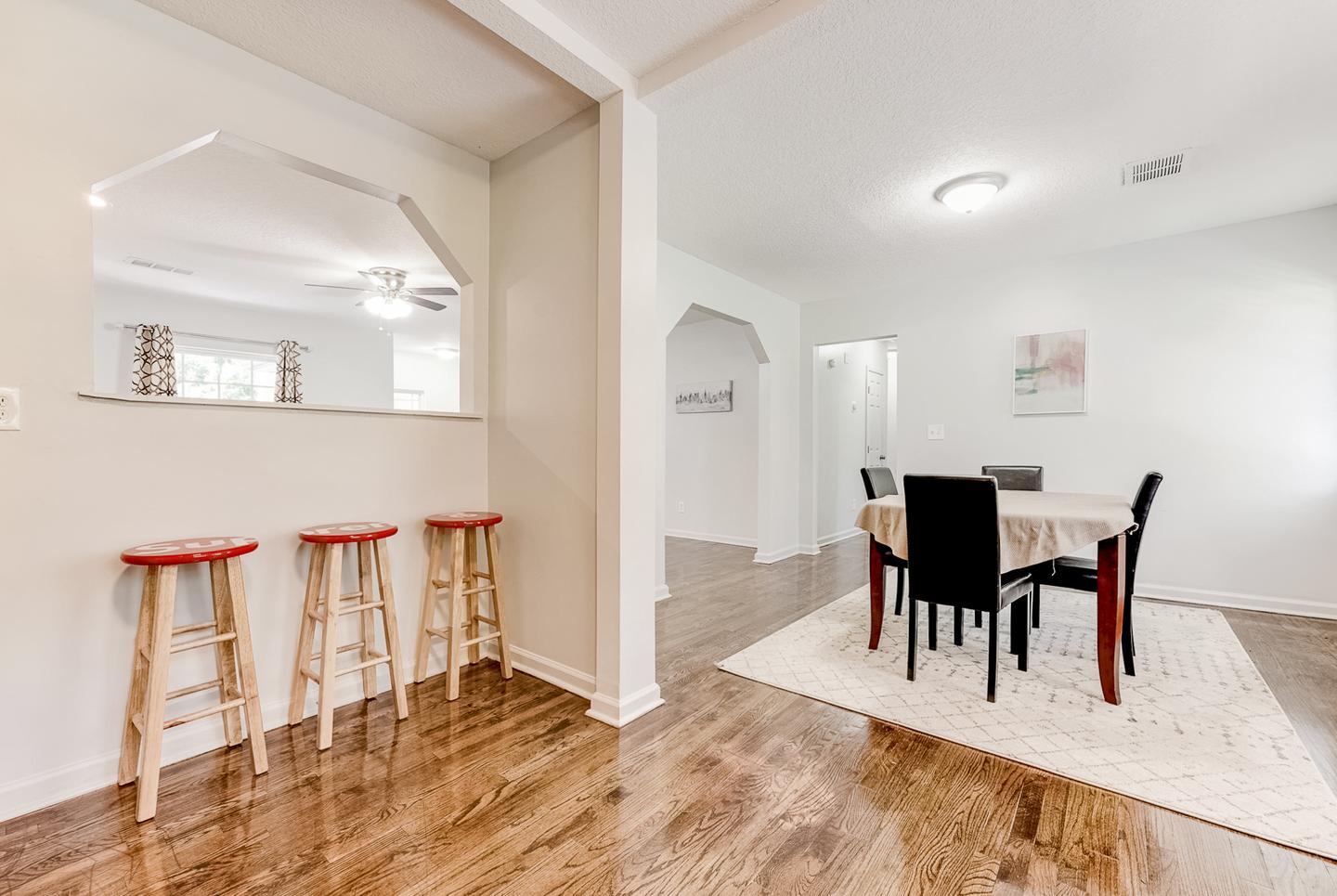 Common spaces including the kitchen