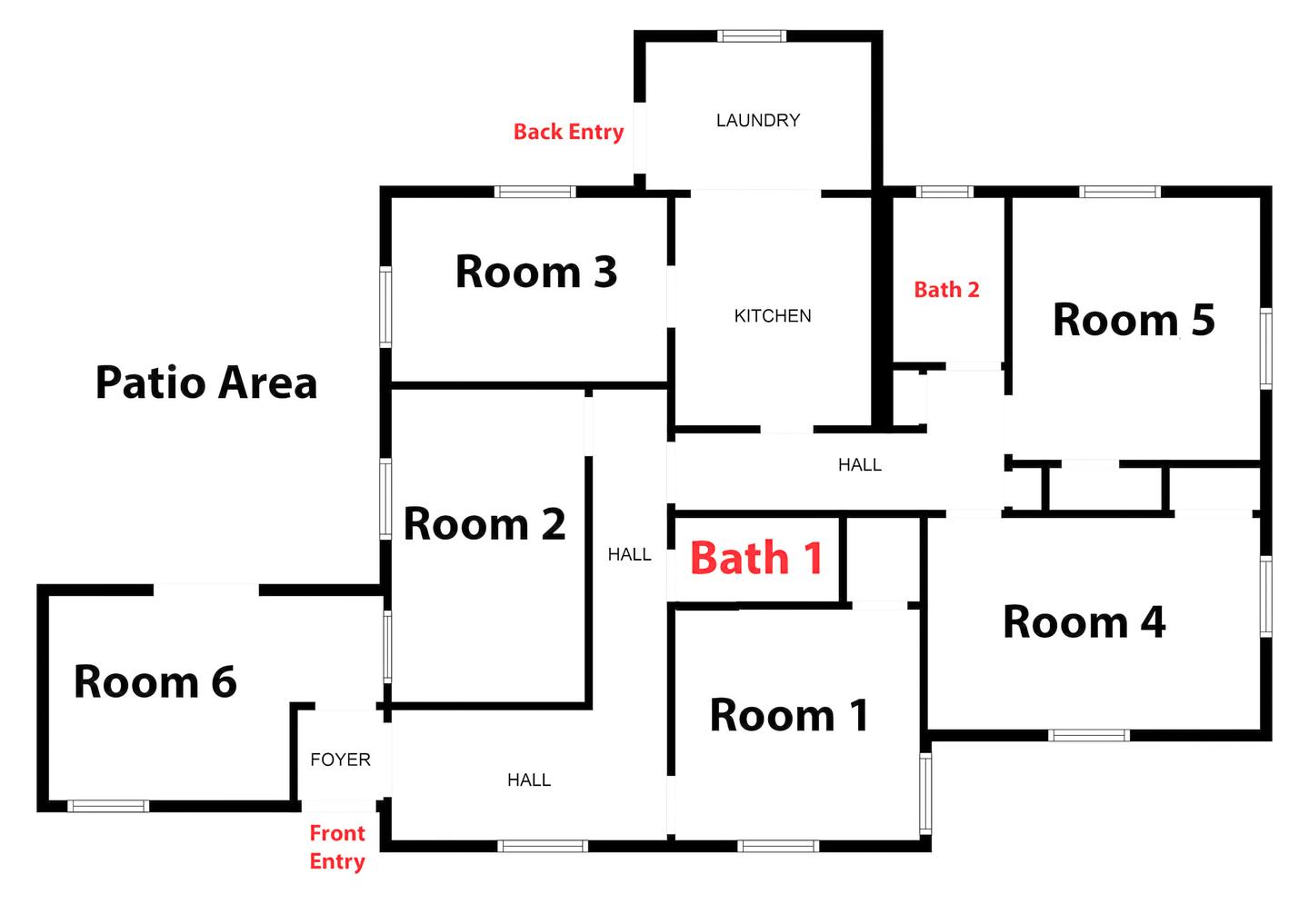 Common spaces including the kitchen