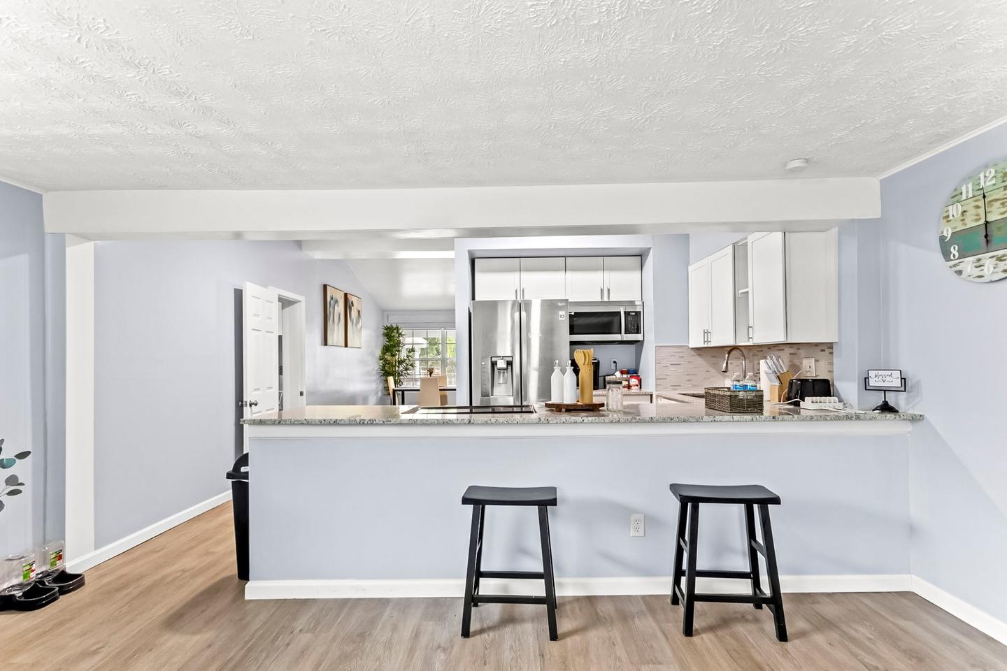 Common spaces including the kitchen