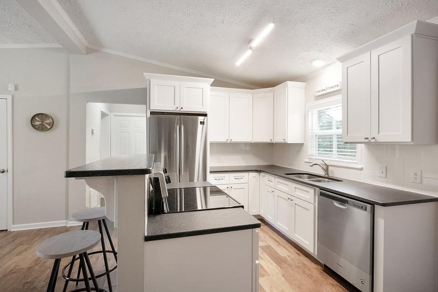 Common spaces including the kitchen