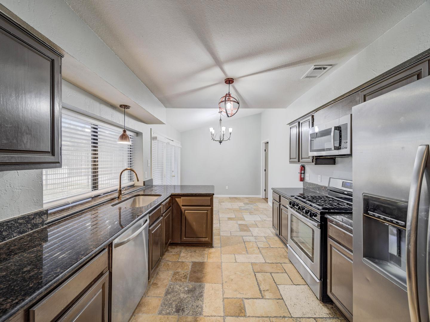 Common spaces including the kitchen