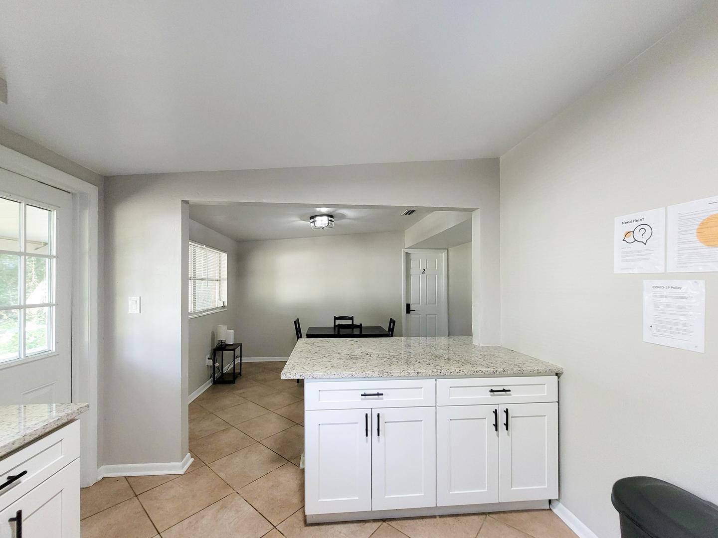 Common spaces including the kitchen