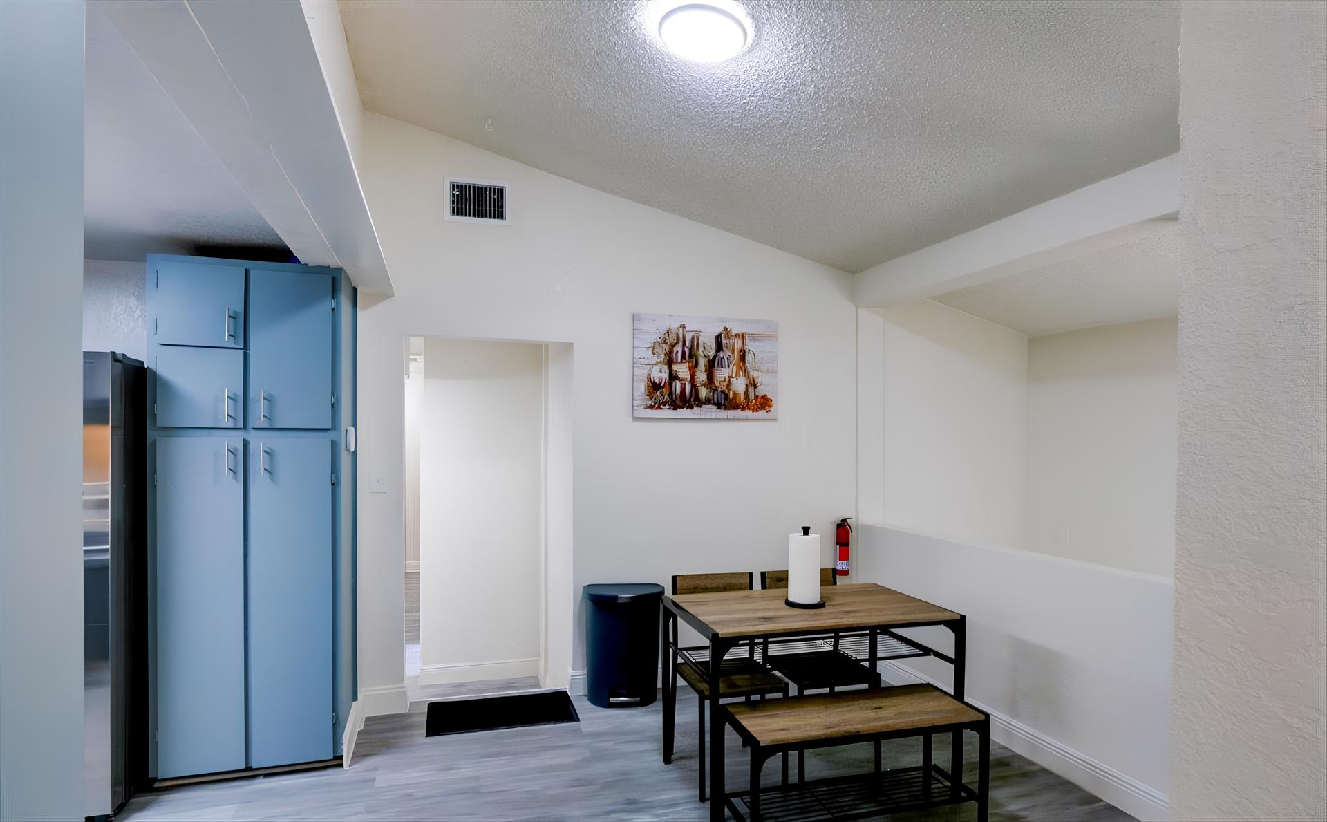 Common spaces including the kitchen