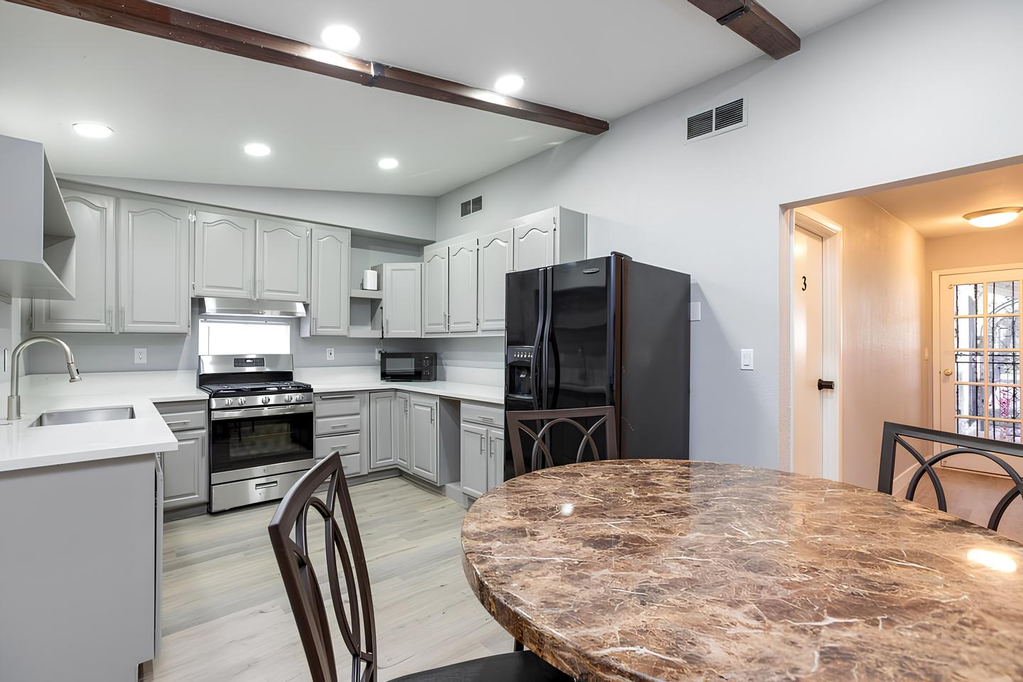 Common spaces including the kitchen