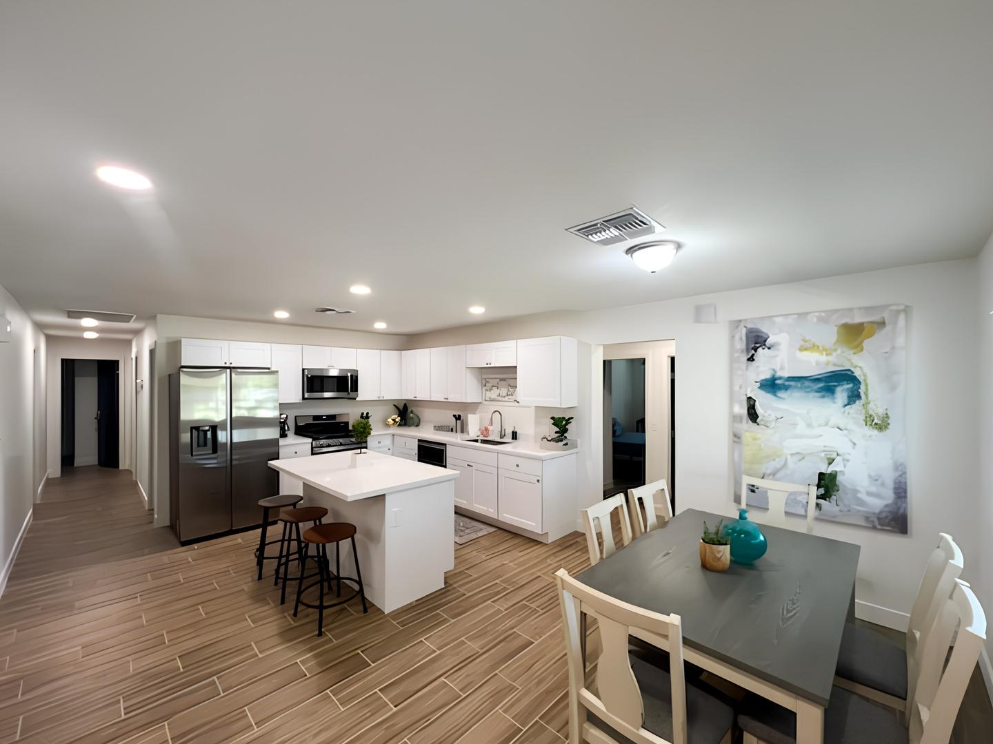 Common spaces including the kitchen
