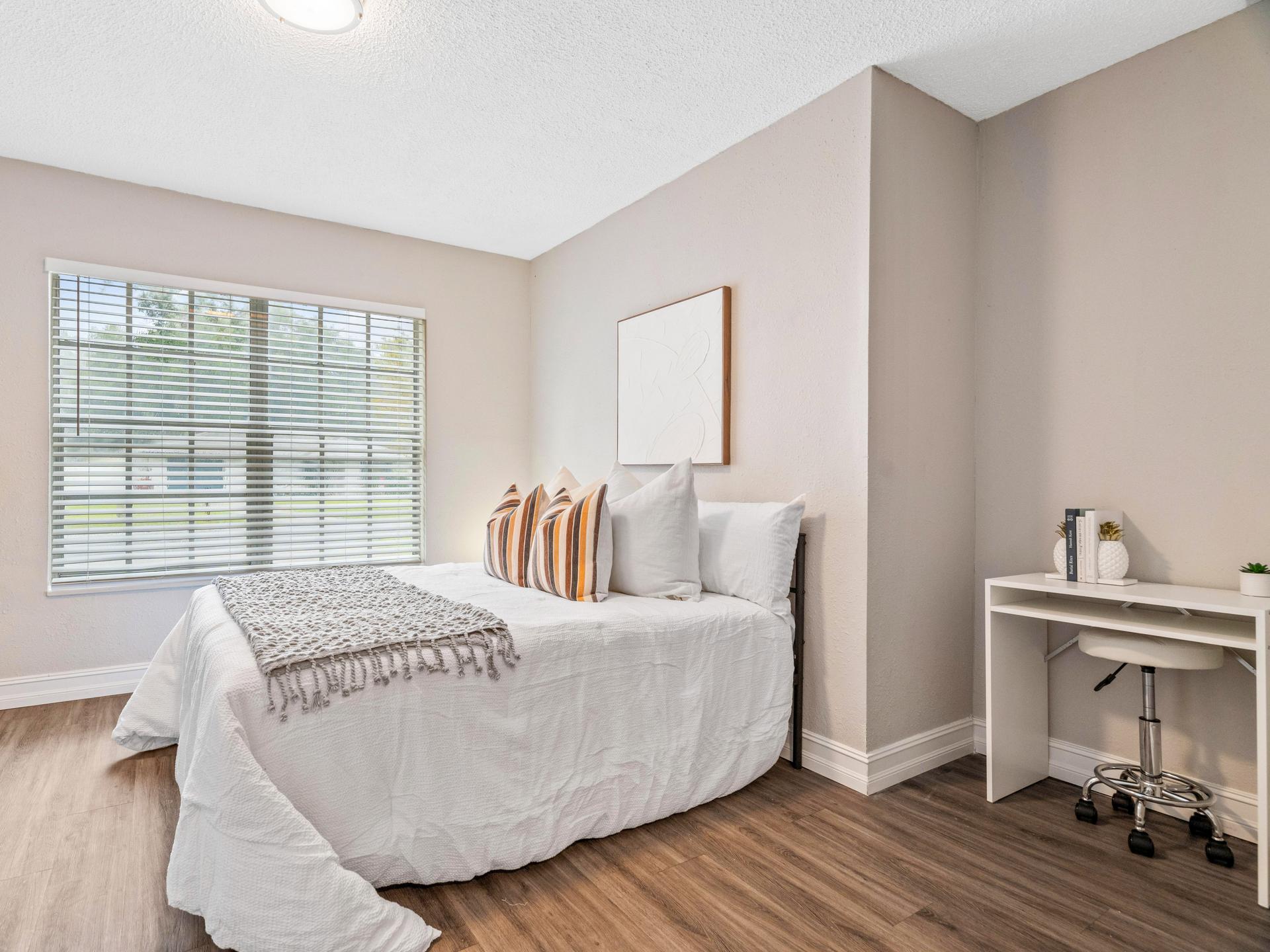 bedroom, detected:window blind, bed