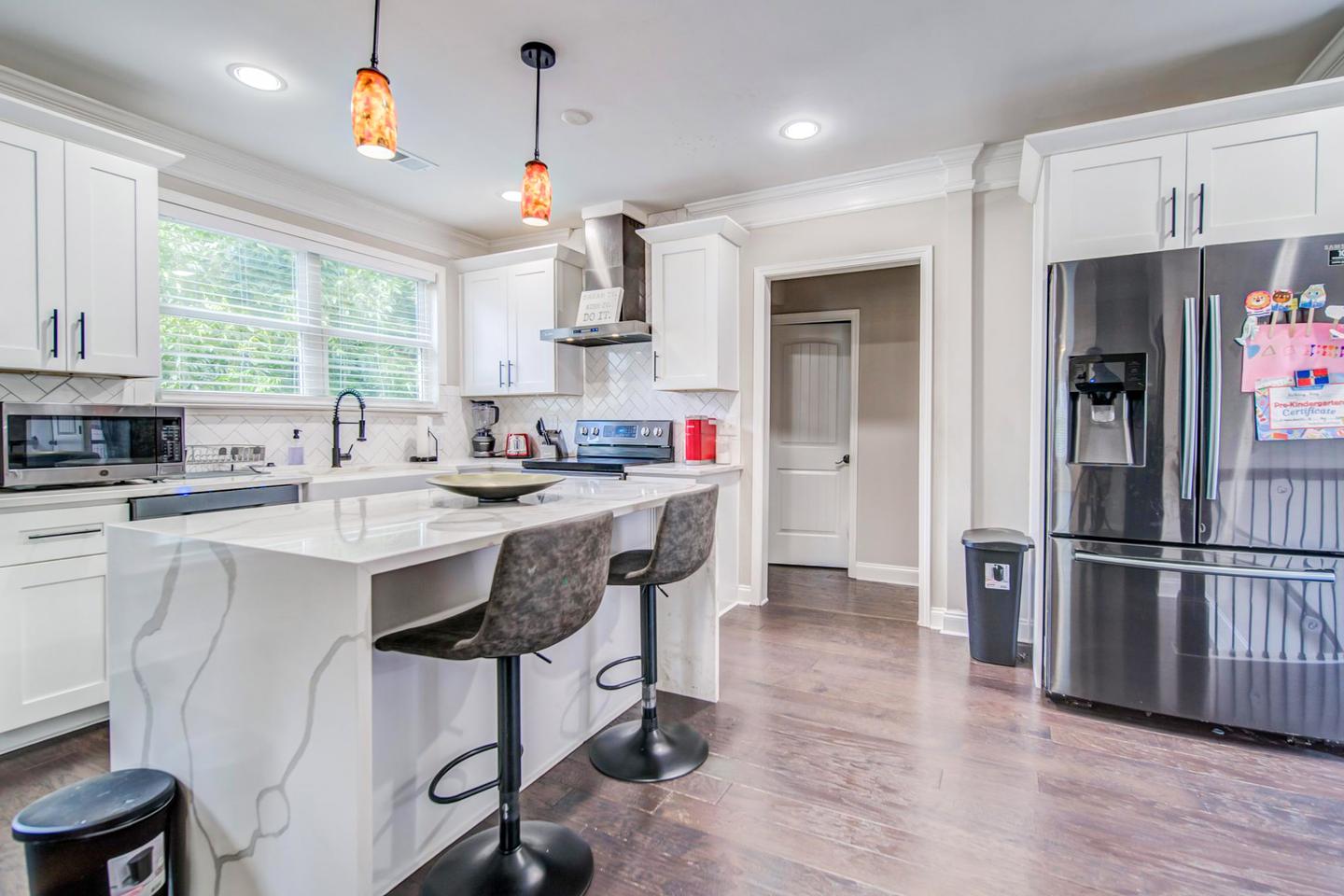 Common spaces including the kitchen