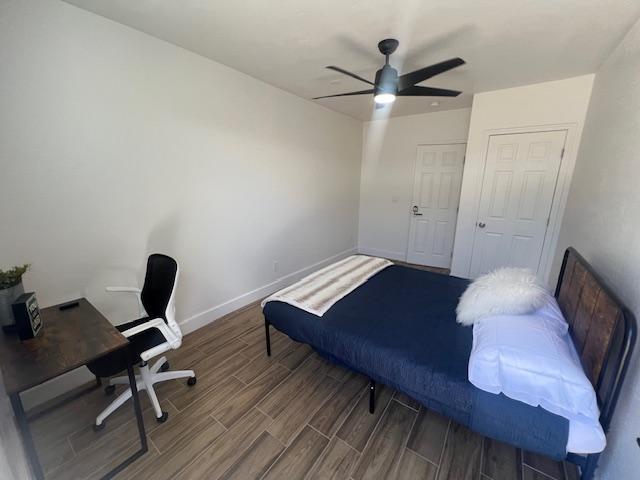 Private entrance in this room. Closet, desk, bed linens included.