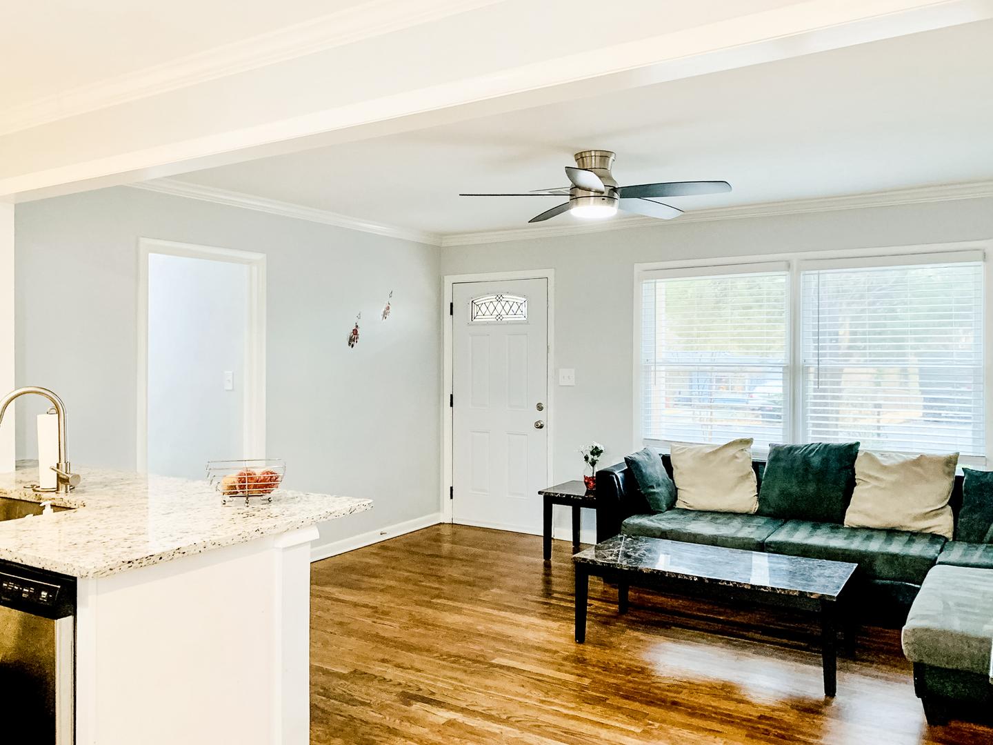 Common spaces including the kitchen