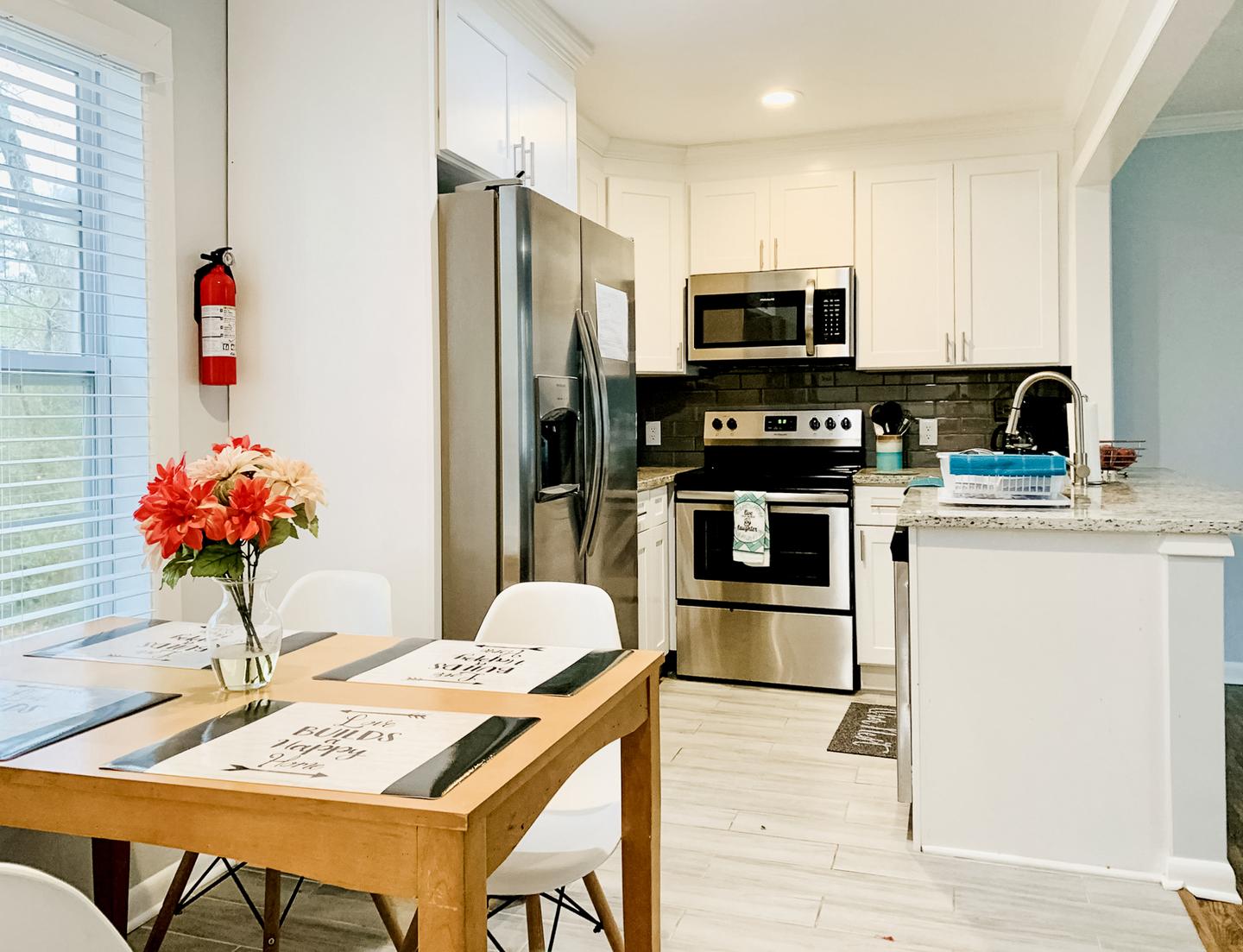 Common spaces including the kitchen