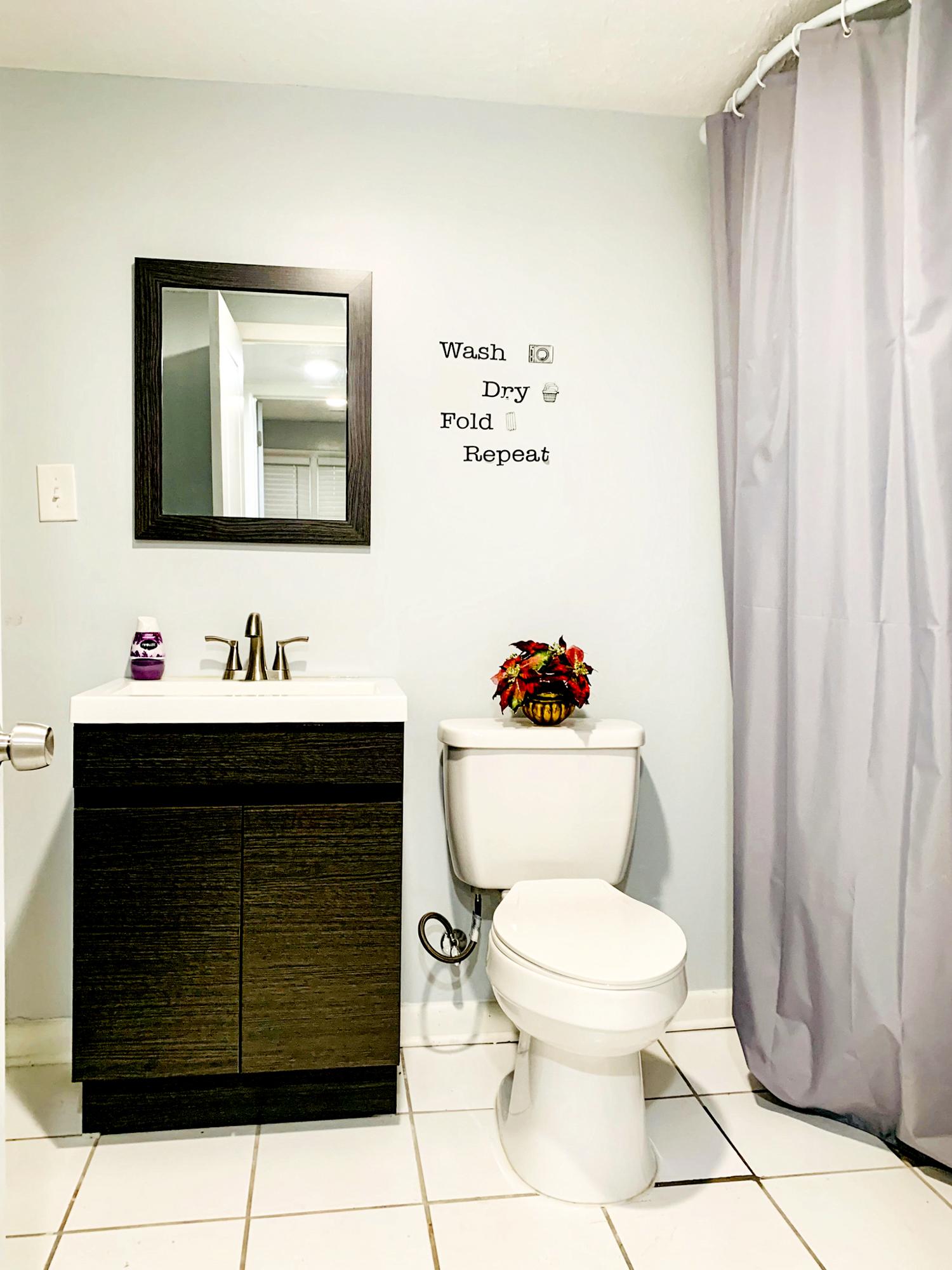A half bath is direct across this room for easy access.